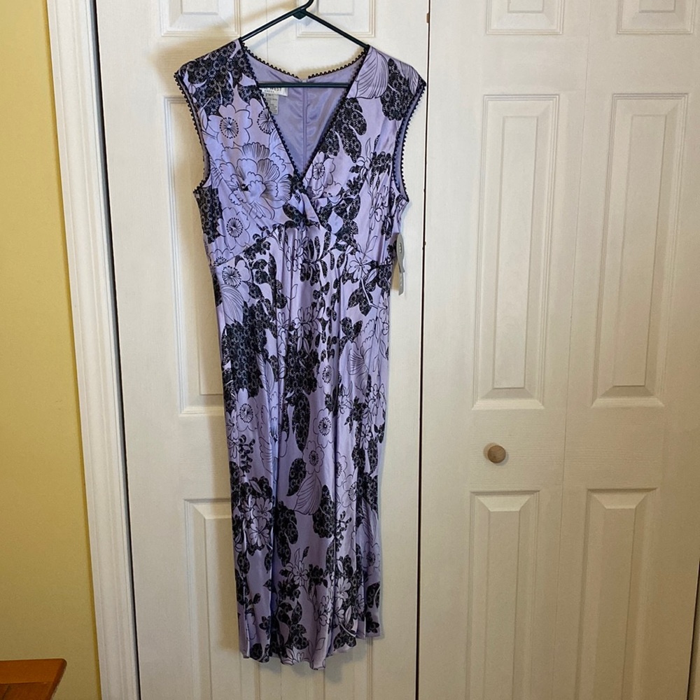 Lavender and black floral design Nine West dress. Size 12.